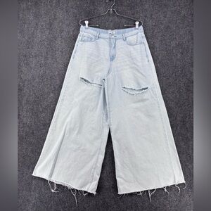 Kensie High Waist Elastic Back Palazzo Jeans Women’s 10 Flare Distressed